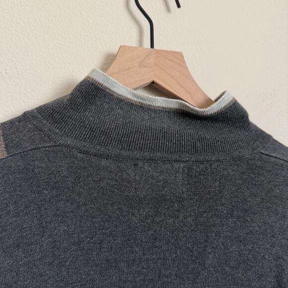 Vintage Greg Norman 90s Mens Gray Argyle Quarter Zip Pullover Sweater Size Large - Picture 7 of 10